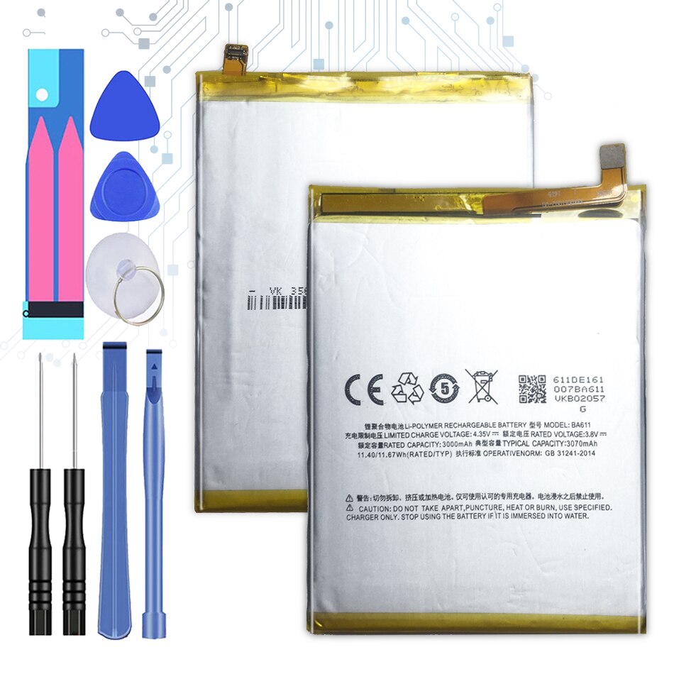Batterie originale Kikiss pour MEIZU BA611 pour Batteries de batterie de téléphone portable Meizu M5 /M611H/M611 M série 5