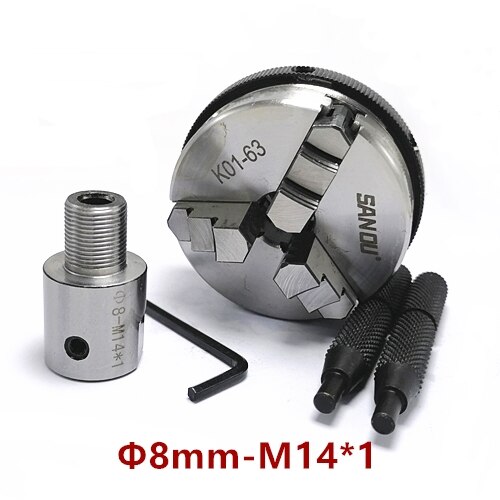 3 kiefer K01-63 spannfutter Drehmaschine Futter 63mm Sicherheit Mini Drehmaschine Spannfutter 3-kiefer Selbst Zentrierung Futter + anschluss stange M14 * 1 Gewinde: K01-63-8mm