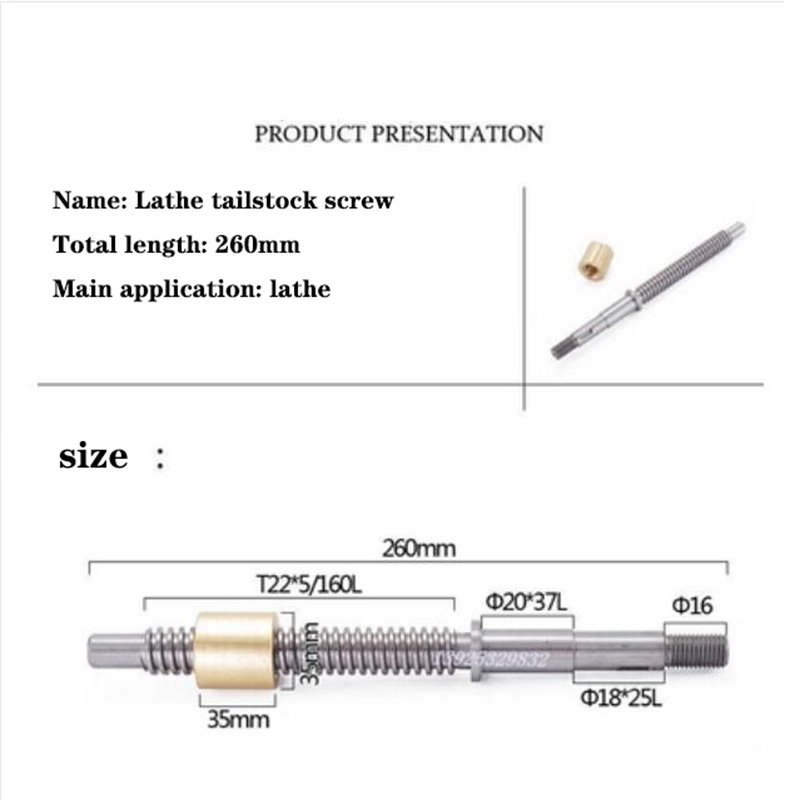 1 PC Lathe Screw Accessories Small And Medium Carriage Screw Nut L590MM/L620MM 6132 Tailstock Screw Copper Sleeve 245MM /255MM