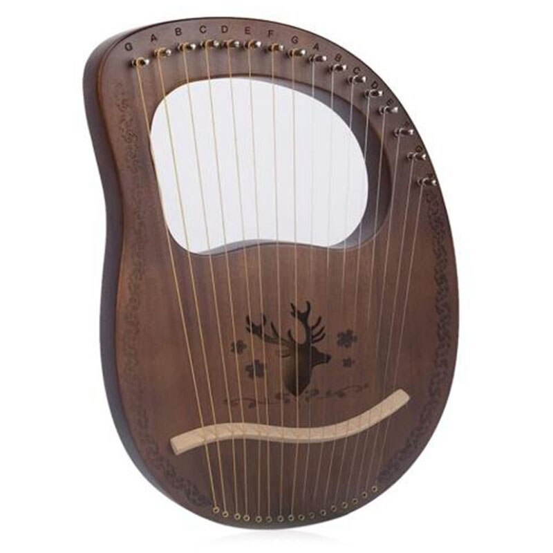 Arpa Lira a 16 Corde - Mogano - Design Eptacordo - con Chiave di Accordatura: Colore vintage