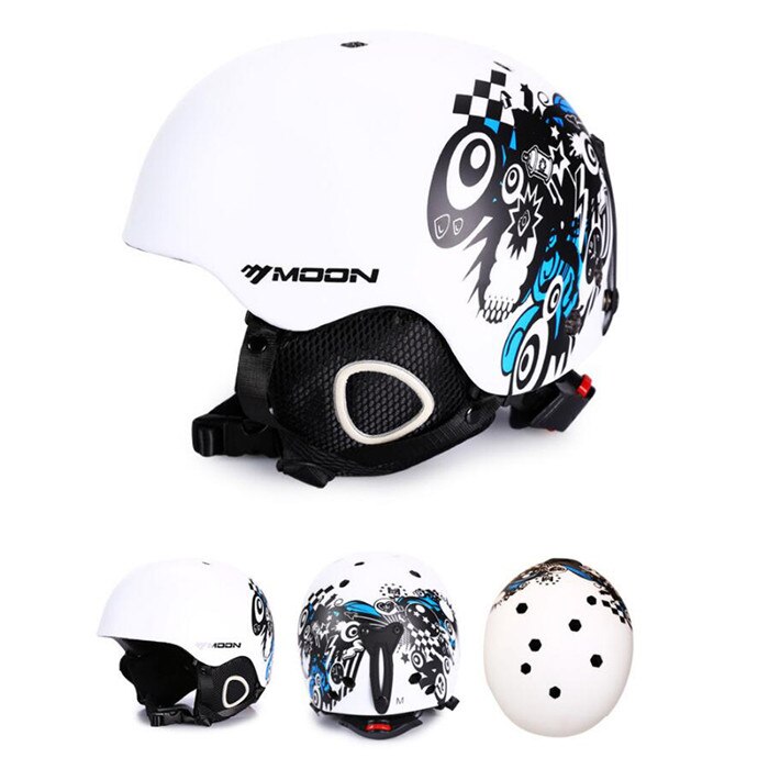 Casque de Ski léger ultime taille M/L, casque de Snowboard pour hommes femmes avec cache-oreilles détachables pour réguler la Tempareture du corps: white with pattern / XL