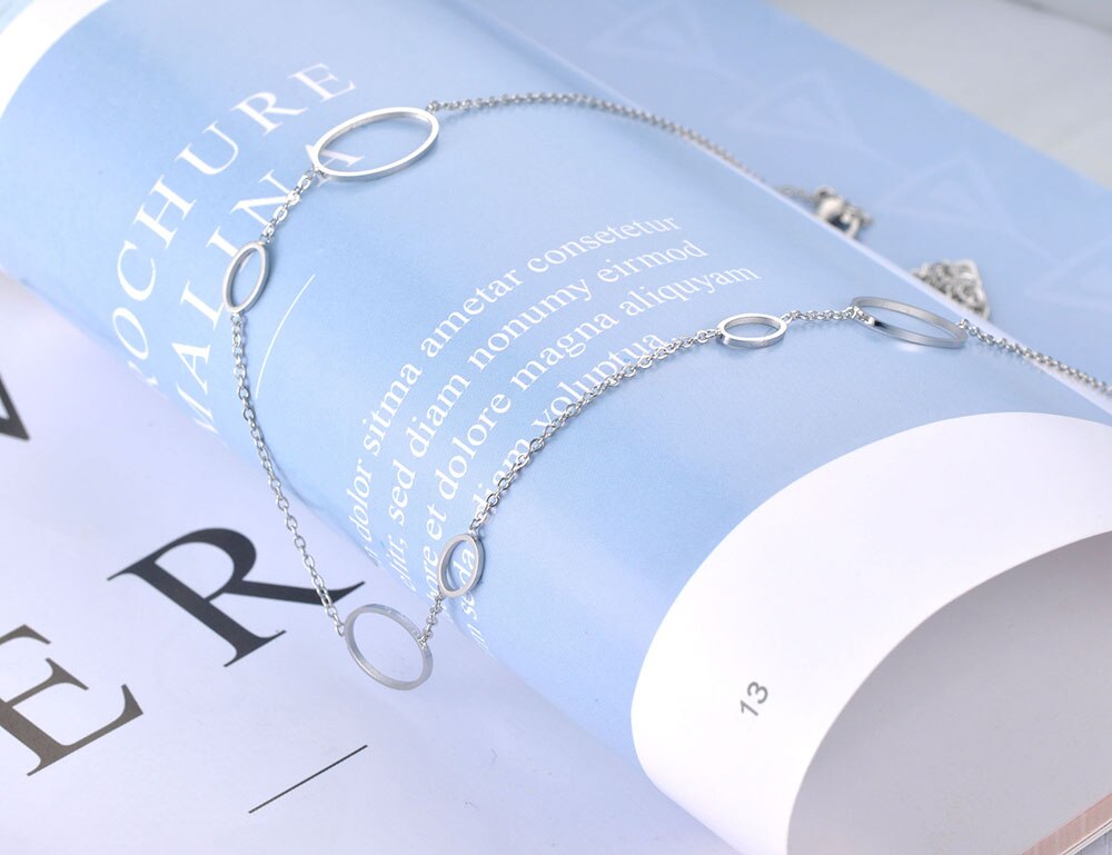 Lokaer Böhmen Edelstahl Oval Geometrie Halsband Halskette Schmuck Rose Gold Kette Verknüpfung Anhänger Halskette Für Frauen Mädchen N19120