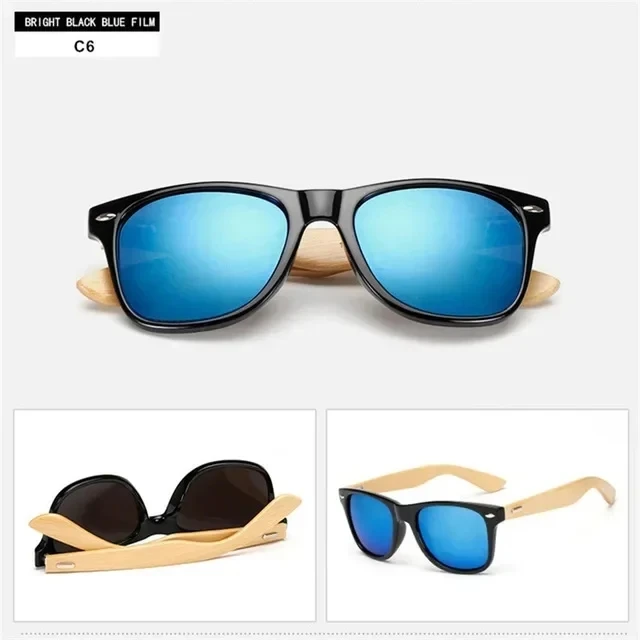 Gafas de sol de madera de 14 colores para hombres y mujeres, gafas de sol cuadradas de bambú para mujeres y hombres, gafas de sol con espejo retro de sol masculino 2025 hechas a mano: Blanco