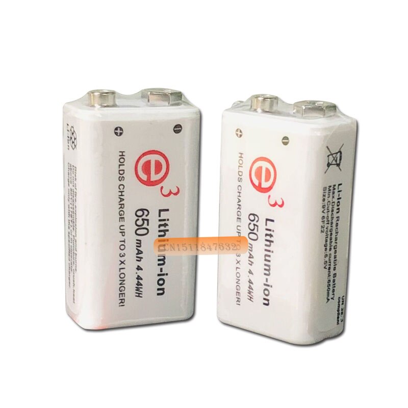 2pcs Soshine Power Battery 6F22 9V Li-ion Lithium 650mAh Chemistry Rechargeable Battery For Electronic Instruments