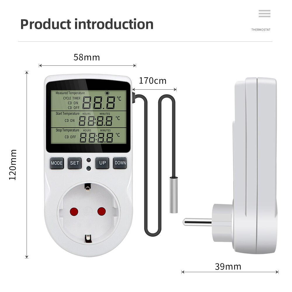 Termostato de enchufe con temporizador KT3100, controlador de temperatura multifunción, salida con temporizador, interruptor, Sensor, sonda, calefacción y refrigeración