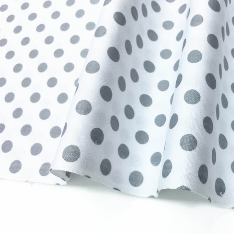 Tissu en coton 160CM x 50CM, noir, bleu marine, gris, à pois, pour la literie, le travail manuel, nappe, matelassage, patchwork: 6 white gray