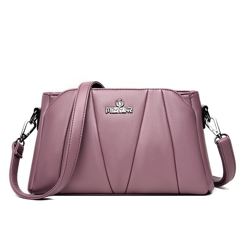 Oude Tang Grote Capaciteit Luxe Effen Kleur Schouder Messenger Tassen Voor Vrouwen Casual Crossbody Elegante Handtas: Purple