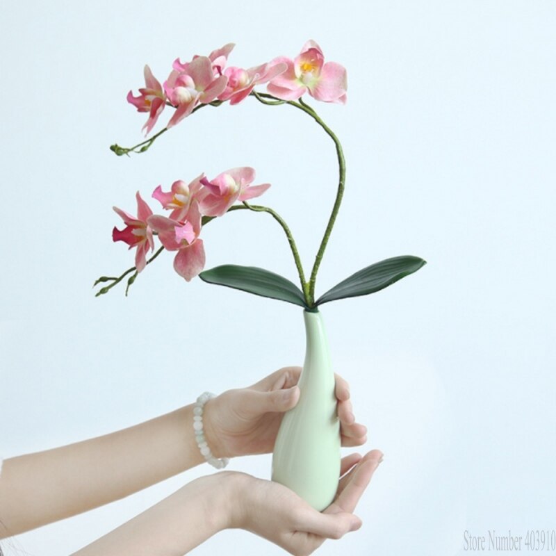 2 takken met blad phalaenopsis kunstmatige bloem orchidee thuis Kerst decor DIY bruiloft weg leiden bloem muur orchidee