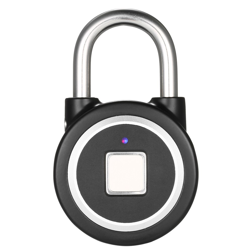 Fingeraftryk smart nøglefri lås vandtæt app kontrol låse tyverisikring hængelås dør bagage sag lås til android ios-system: Sort