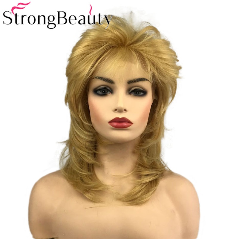 StrongBeauty Lace Front Pruik Natuurlijke Recht Synthetische Medium Lange Pruik Geel Gouden Blonde Pruiken Voor Vrouwen