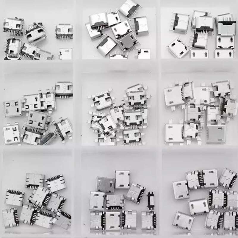 Micro-USB Connector 24 Models Charging Port for Mobile,Tablet GPS 240Pcs/Set Standard Micro Port Female Solder Plug Jack Socket
