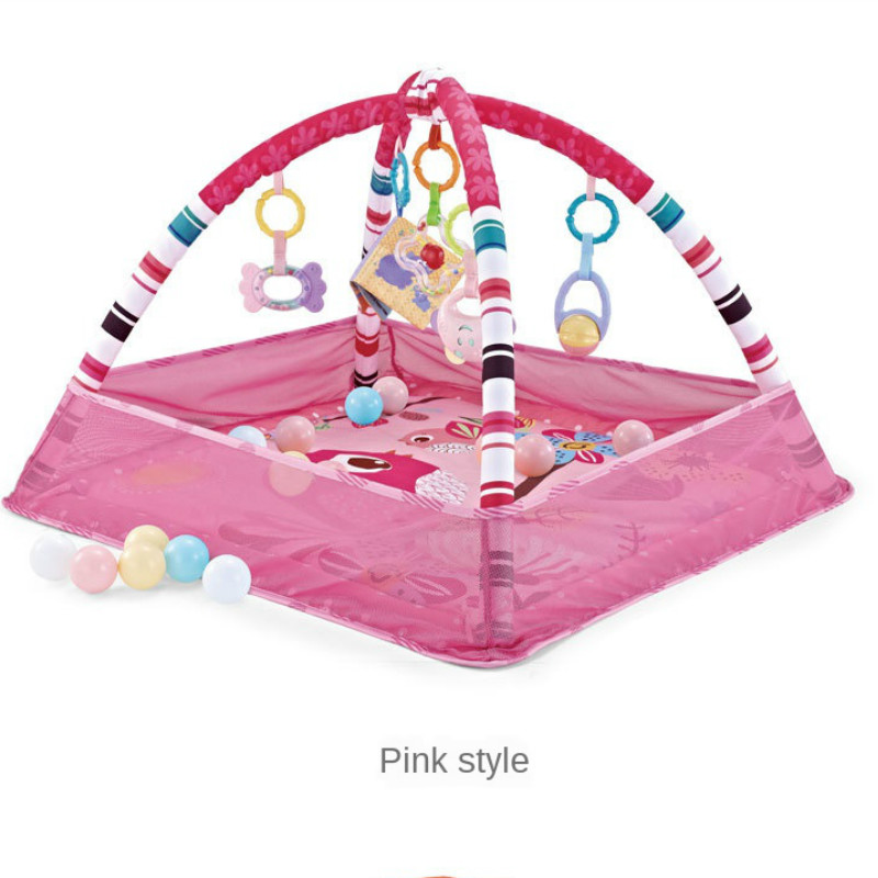 Baby 3 in 1 Play Mat Children Crawling Mat Blanket Newborn Rug Kids Activity Mat Gym Baby Tapete Infant Fitness Frame Guardrail: pink 31x31x21in