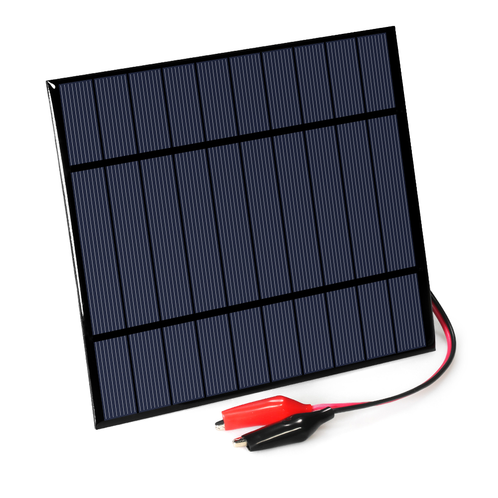 Polycrystalline Silicon Solar Panel 5V Portable Climbing Charger Solar Charger Panel with Alligator Clips for DIY Power Charger
