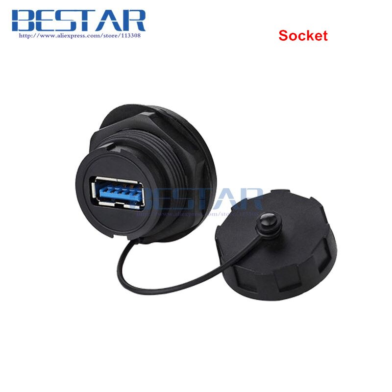 USB 3.0 Water Proof Connector IP67 IP 67 Waterproof USB3.0 Socket Cable 1m 3ft Male to Female Extension cord cables: Socket