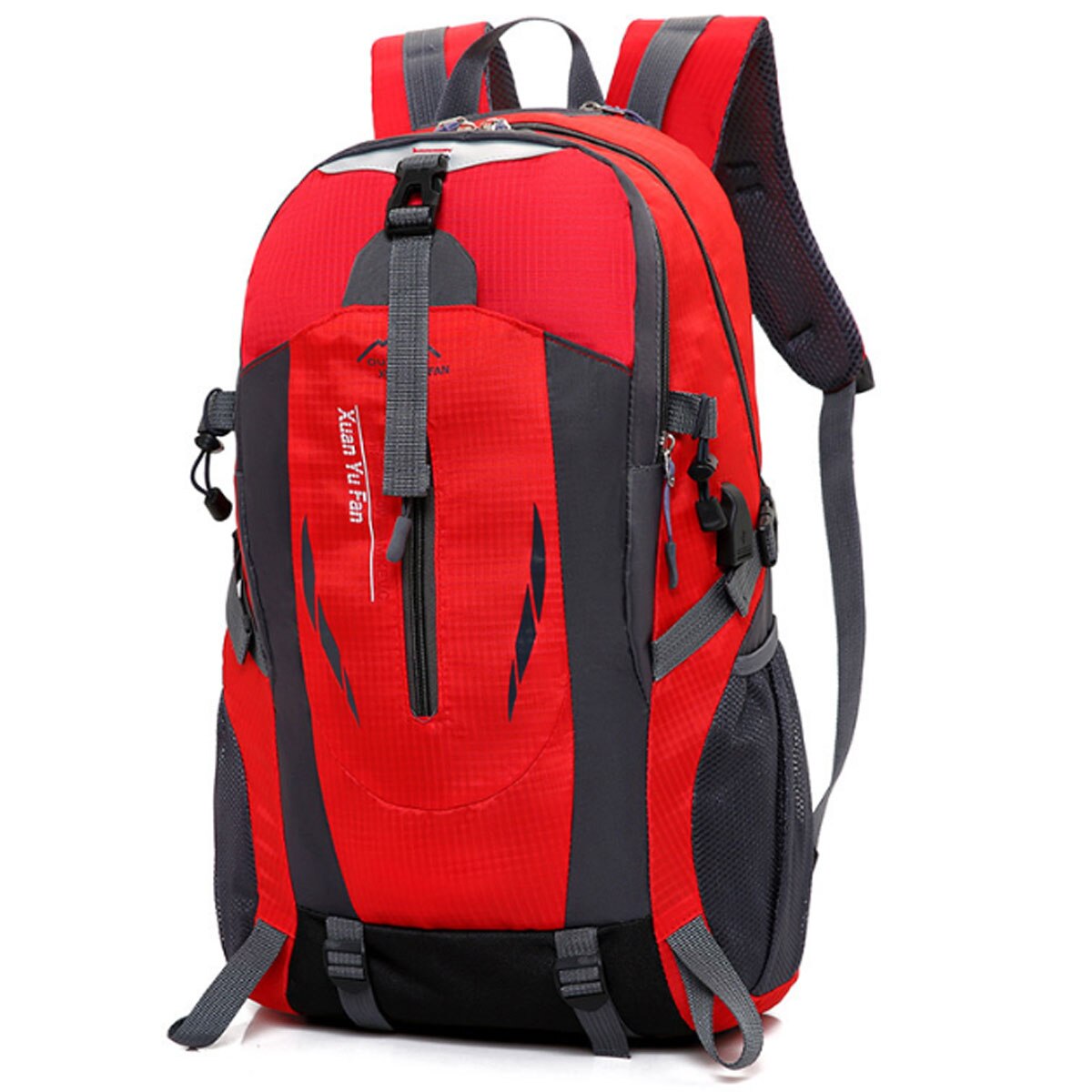 Unisex Large Nylon Backpack Travel Hiking Camping Waterproof USB Port Hiking Bag Outdoor Cycling Bags Men Women Sports Bag 50L: Red