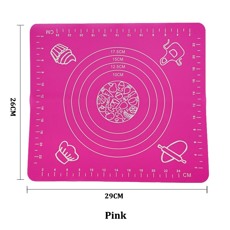 Silicone Baking Mat Thickening Flour Rolling Scale Mat Kneading Dough Pad Baking Pastry Rolling Mat Bakeware Liners: A- Pink - 29 x 26cm