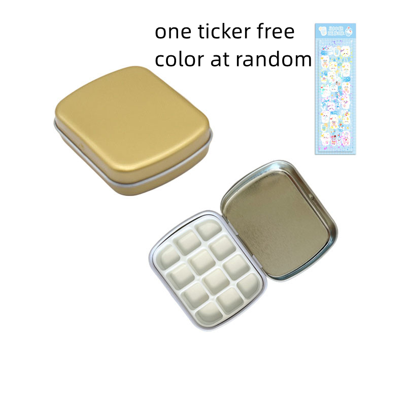 Lege 12 Raster Mini Aquarel Blikken Doos Draagbare Aquarel Verfpalet Reizen Schilderij Verfbak Kunstbenodigdheden: YELLOW