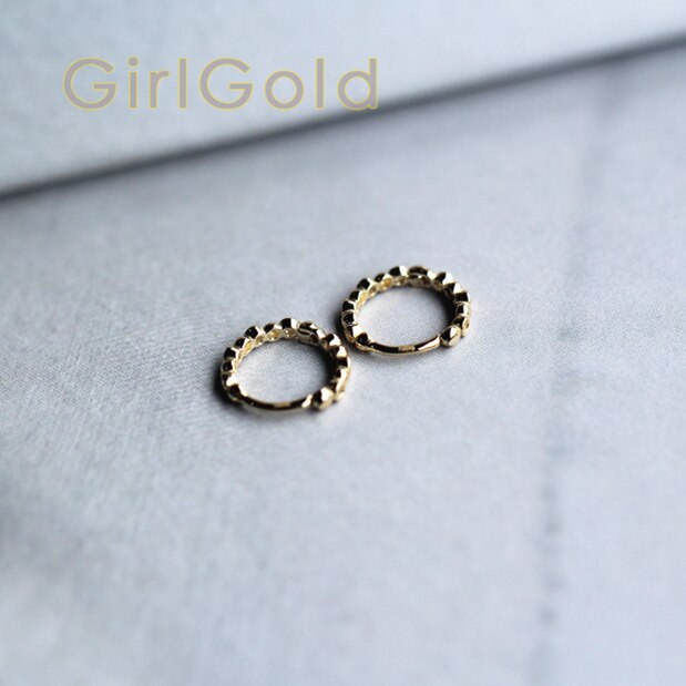 9 K Solid Gold Runde kristall Dainty Stud Ohrringe Schmuck Minimal Stil braut dusche brautjungfer Victorian Vintage retro