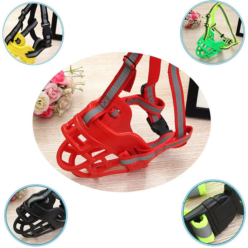 Siliconen hondenmuilkorfmasker, anti-bijt, reflecterende muilkorven voor huisdieren, verstelbare anti-blaf mondbedekking, kleine middelgrote grote honden