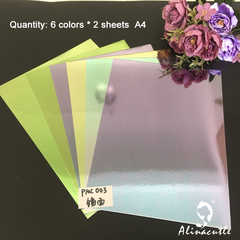 6 colors x 2sheet Cardstock Paper Card Stock Green Colours Shades Mirror A4 250gsm Scrapbooking paper pack craft pad Alinacraft