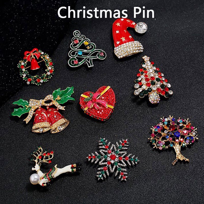 Portable Christmas Pins Wreath Ladies Brooches Lots Shape Brooch Pin