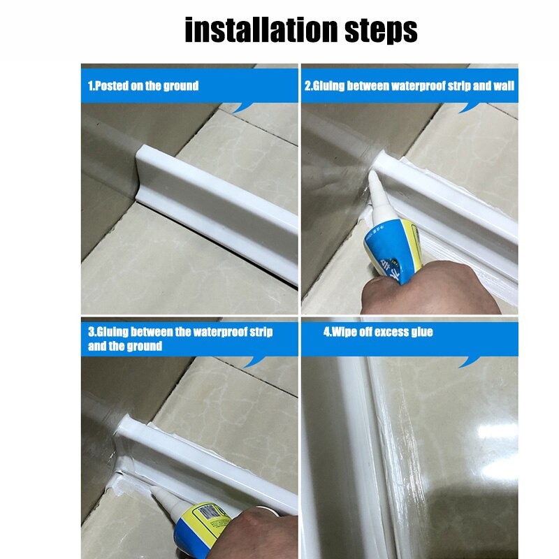 Shower Door Dam Water Stopper Collapsible Shower Threshold Water Barrier for Bathroom Kitchen NE