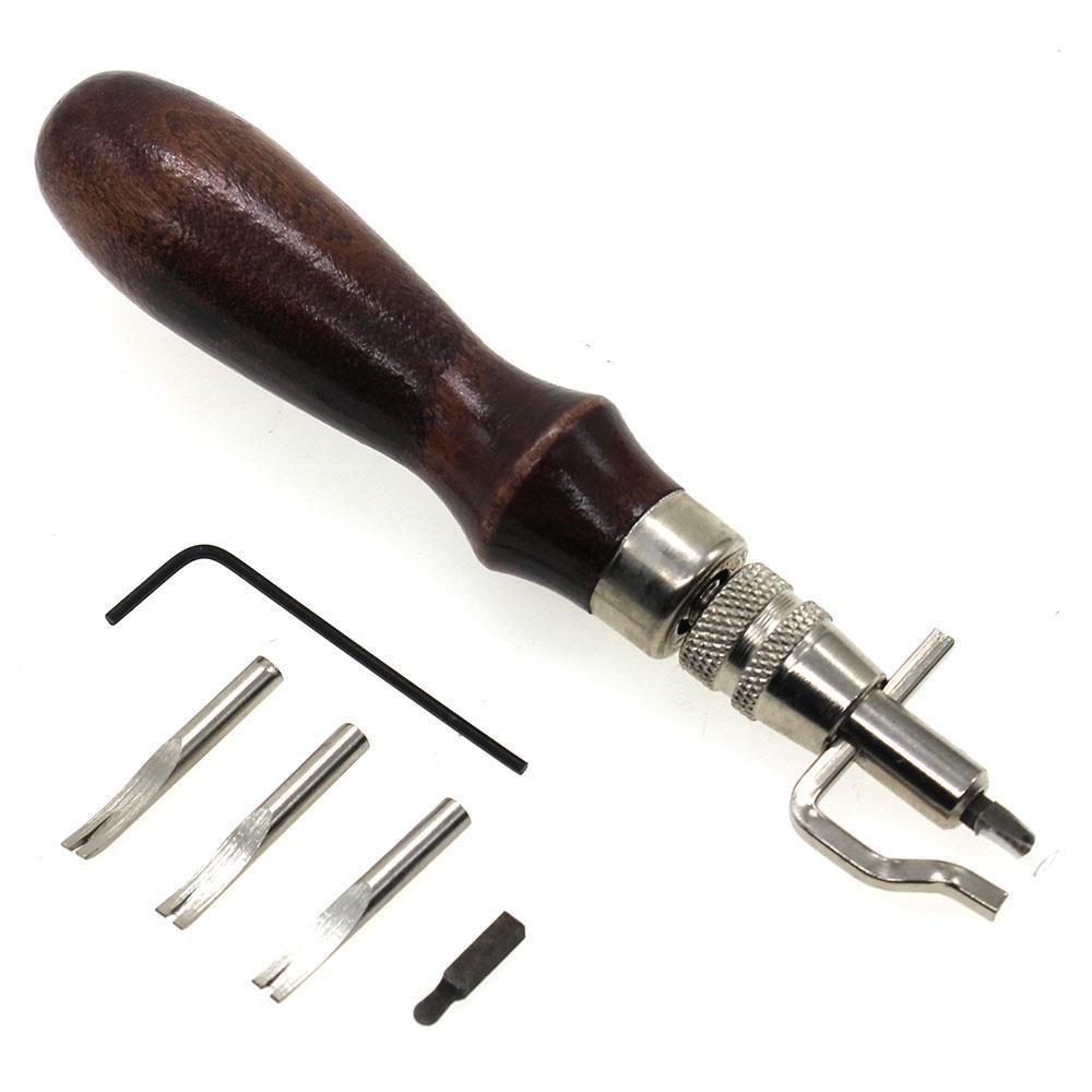 Juego de Herramientas de cuero 5 en 1 para manualidades de cuero costura Groover Crease