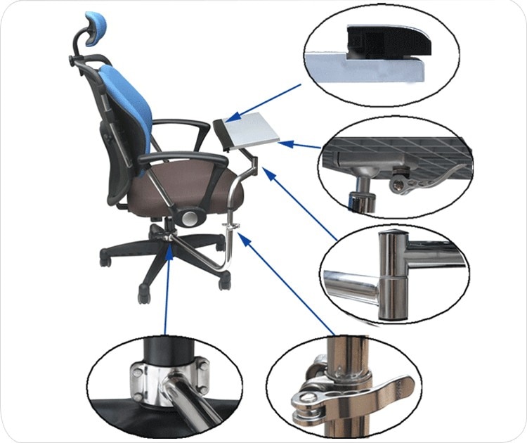 OK-030W Multifunctional Full Motion Chair Clamping Keyboard Support Laptop Holder Mouse Pad for Comfortable Office and Game