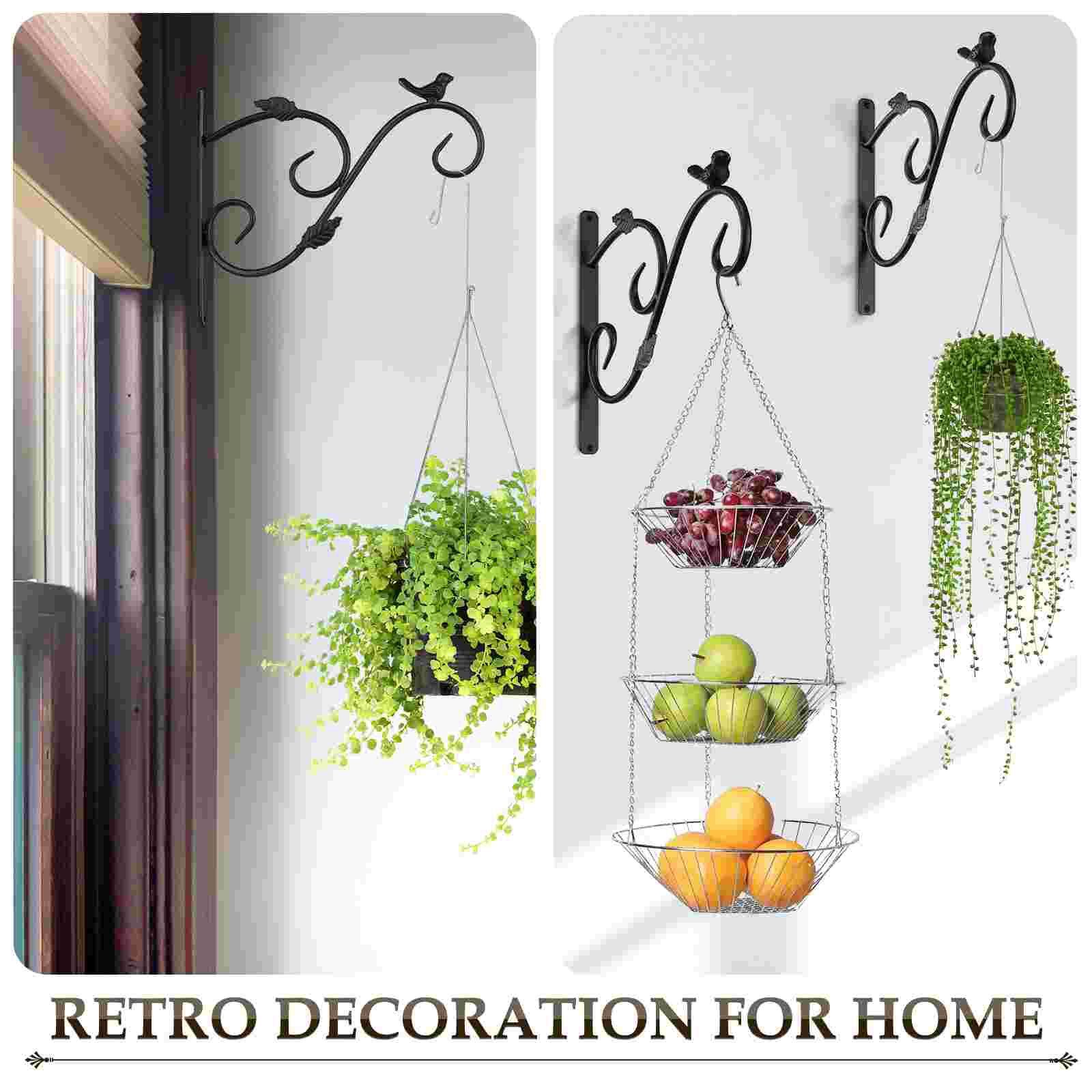 HOMEMAXS 2 Pack Bird Feeder Plants Hanging Brackets Wall Mount Hangers Hanging Hooks