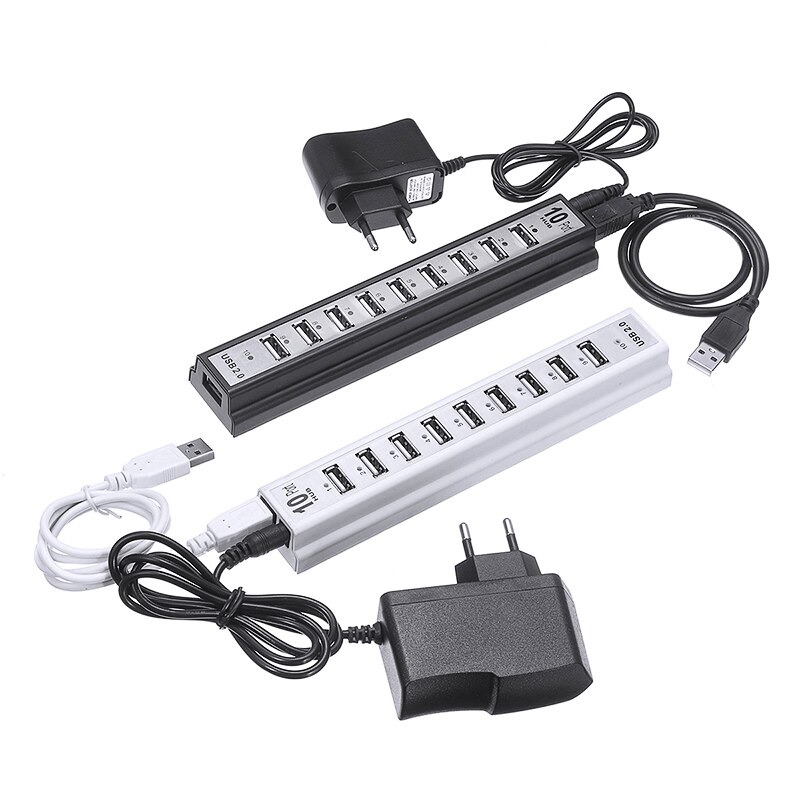 480Mbps High Speed Multiport Splitter Adapter Portable Light Weight 10 Ports USB 2.0 Hub With External Power For PC Laptop
