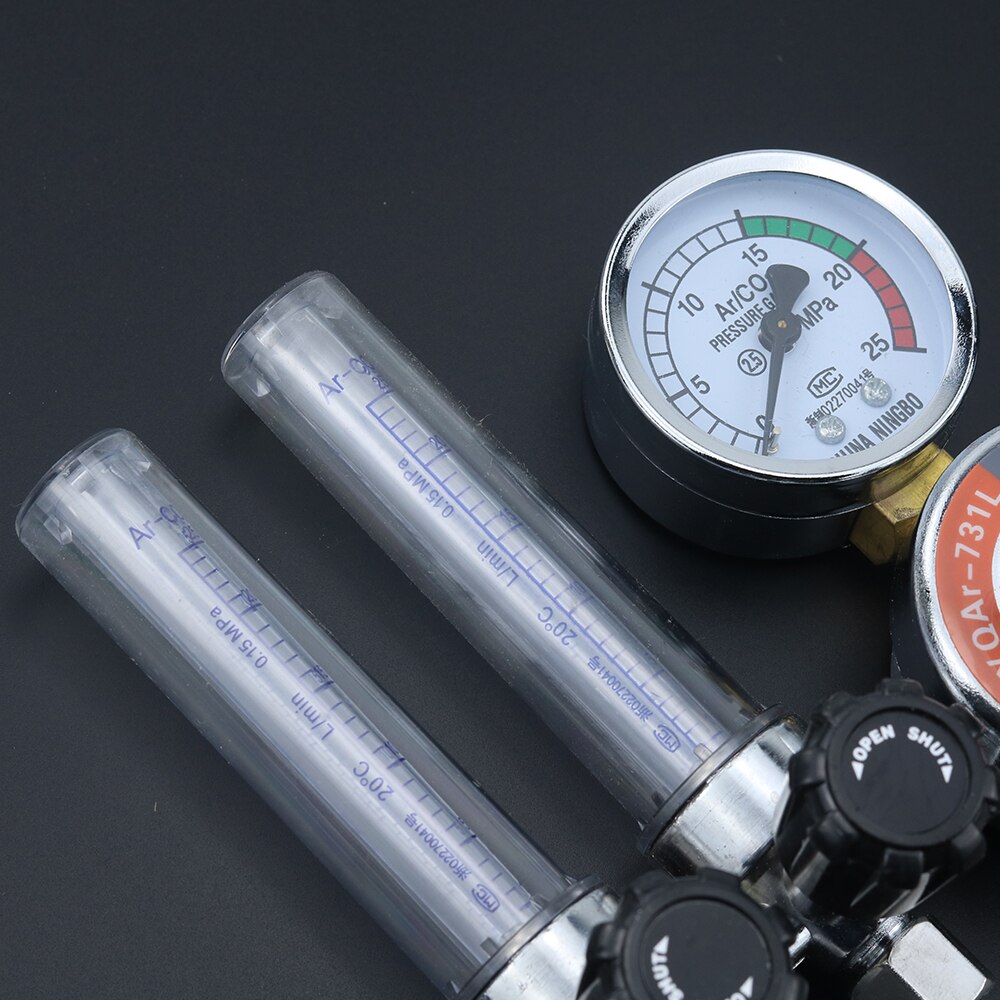 0-25Mpa G5/8 Argon Regulator Mig Tig Flow-Meter Shock-proof Pressure Reducer Gauge Single / Double Tube Flowmeter for CO2 Arc