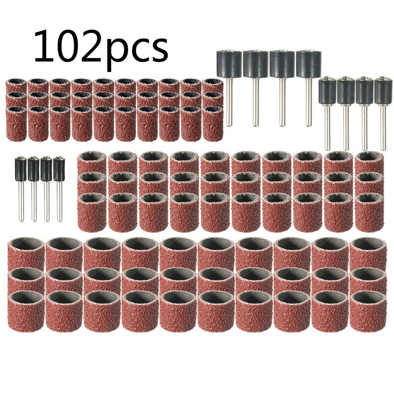 102pcs sandpaper drum with 12 spindles, suitable for rotating tools of sander with 1/2 3/8 1/4 inch spindle