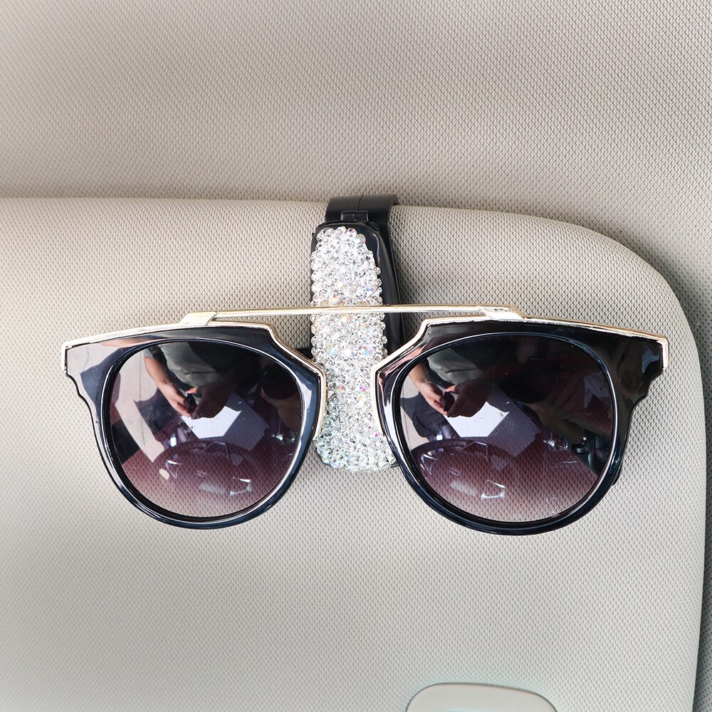 Rhinestone Car Sun Visor Glasses Holder Fastener Clip for LADA Priora Kalina Granta Vesta Xray X-Ray lights niva 4x4 vaz