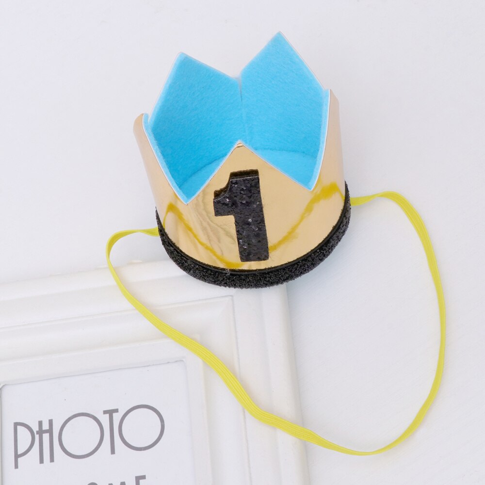 Adorable Baby Birthday Hats Kids Party Hats Crown Hairband Party Decorations (Dark Blue)