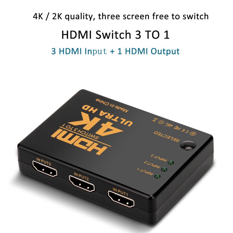 HDMI Switch 3 TO 1 Computer 4K connector 3 in 1 out HDTV video distributor Splitter 1080P / 4K * 2K Input/Output HDMI