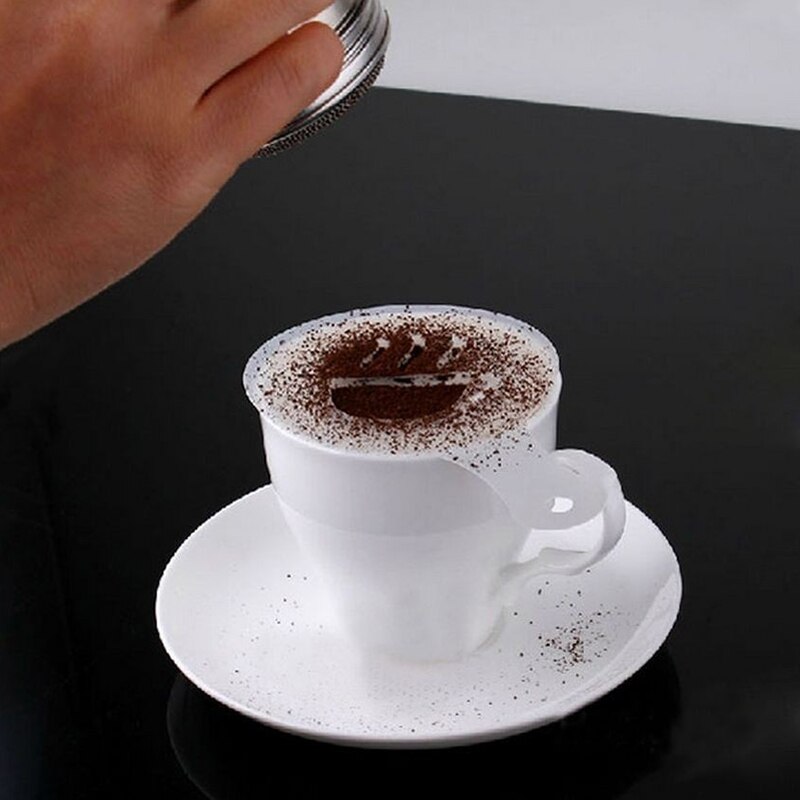 16 stuks/set plastic cappuccino koffie stencil filter koffiezetapparaat koffie barista mal mal spuitkussen koffie tools 13*8.5cm
