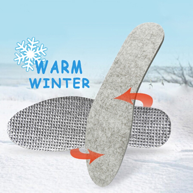 Vilt Aluminiumfolie Inlegzolen Voor Winter Warme Comfortabele Deodorant Insert Voor Mannen Vrouwen Zool Zomer Cool Waterdichte Wol Schoen Pads