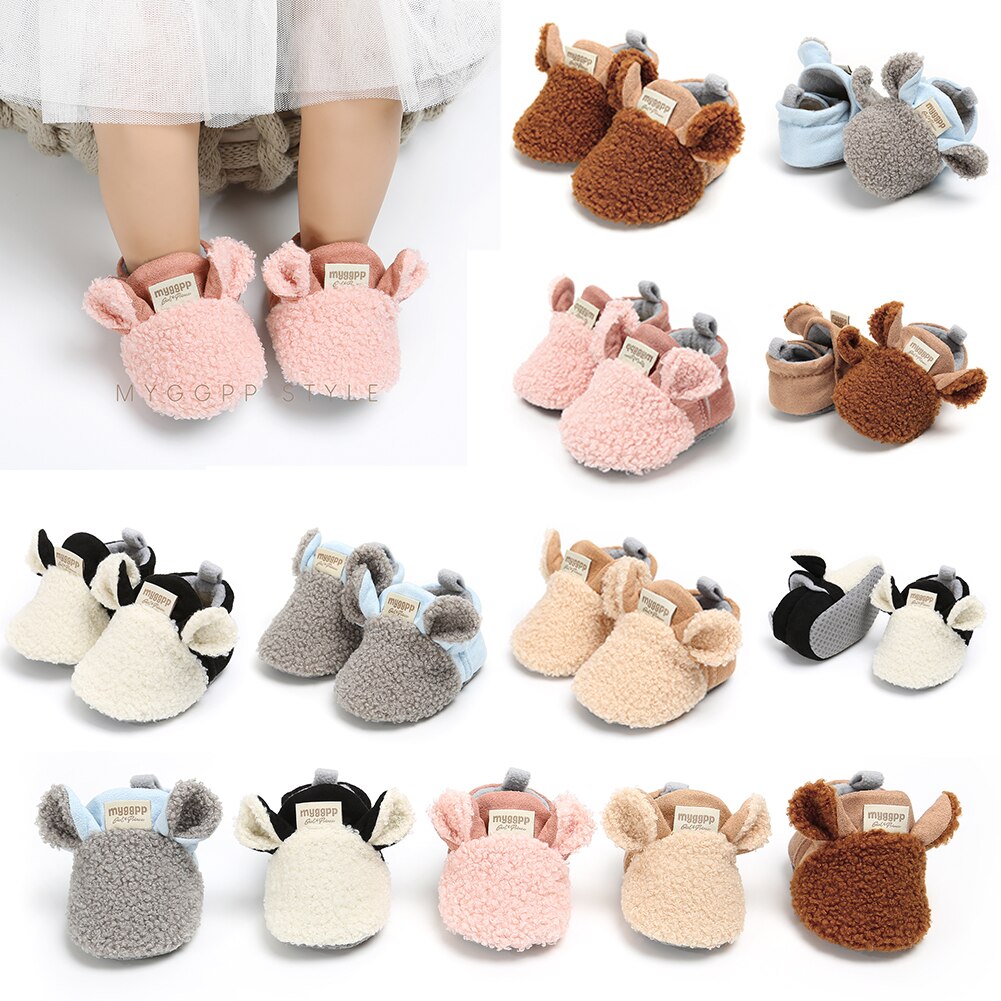 Peuter pasgeboren baby kruipschoenen jongen meisje lam pantoffels prewalker trainers bont winter dierenoren eerste loopstoel