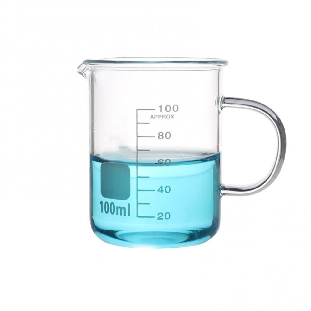 Gobelet de mesure en verre Borosilicate Transparent, nouvelle capacité 50ml-250ml, verre de mesure de forme basse, laboratoire de chimie,: 100ml