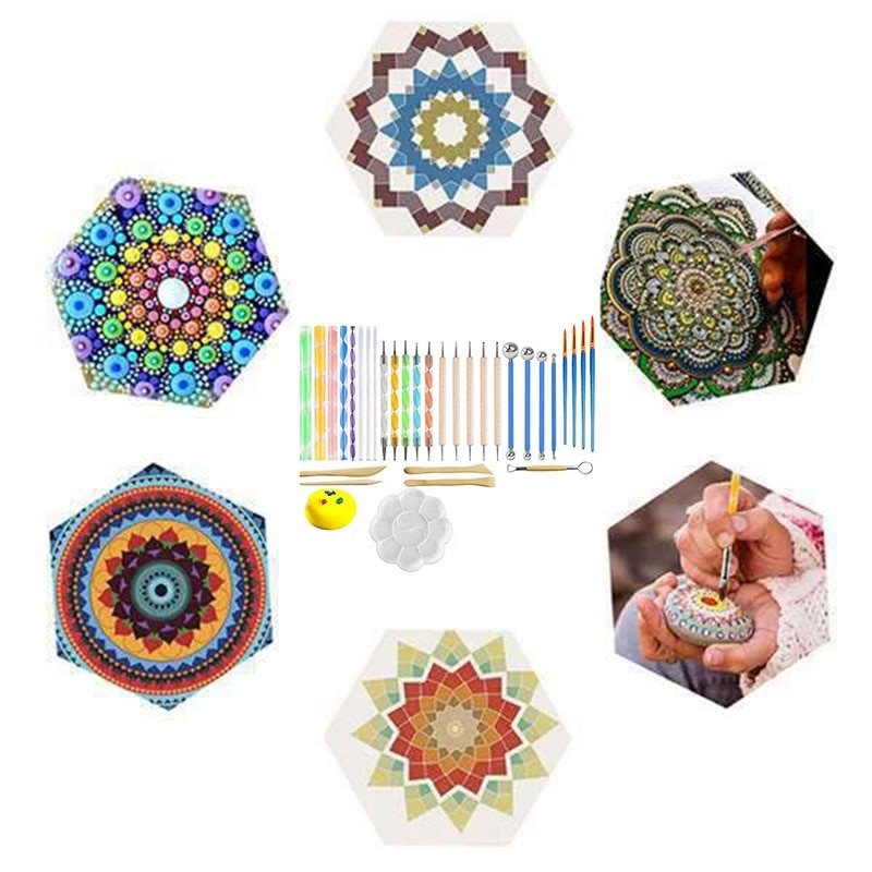 Mandala Outils de Pointage pour Peinture Roches Pierre Peinture Mandala Qui Parsèment, Outils de Pointage pour Peinture Mandalas, Roche Fournitures Dotti