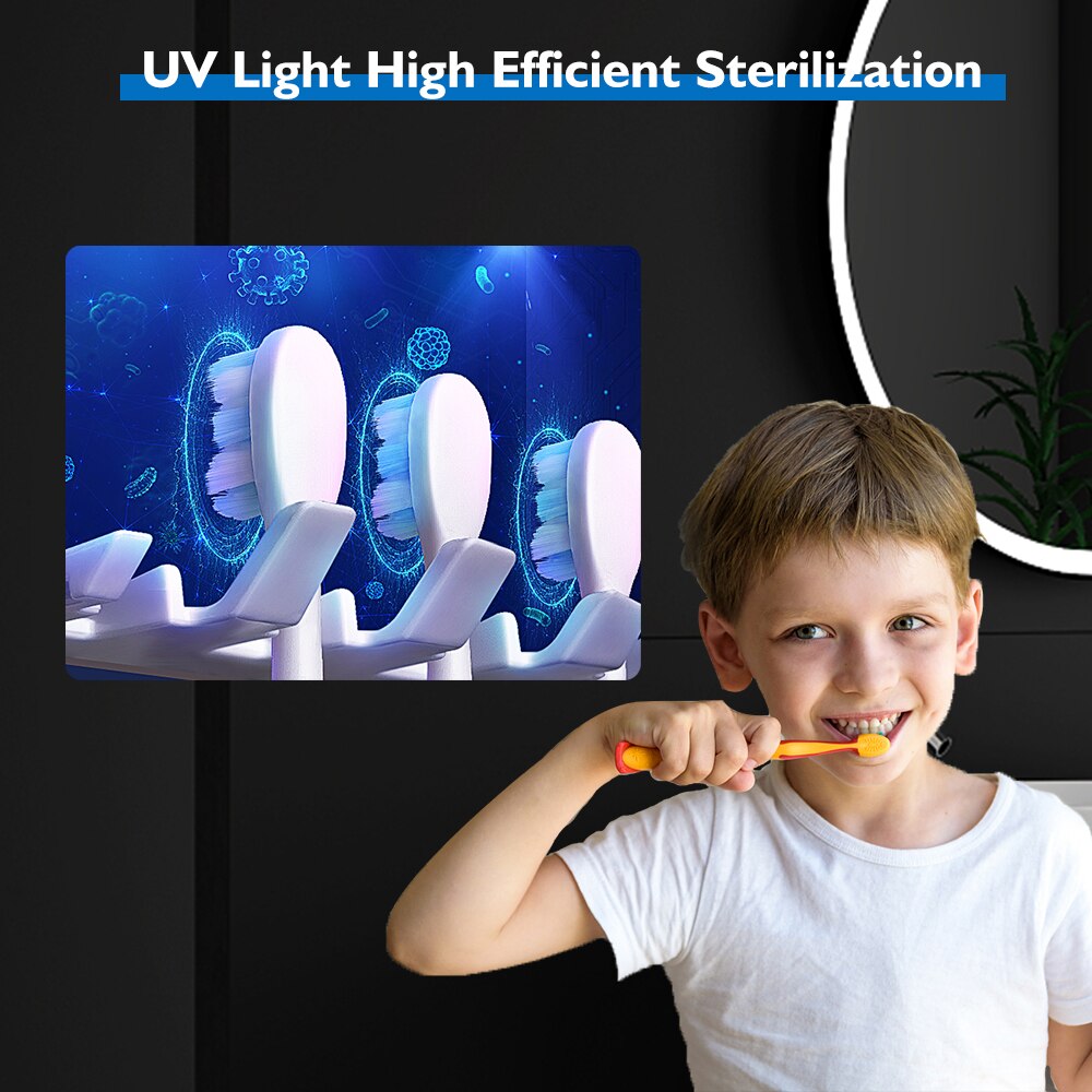 La luz UV ultravioleta para cepillo dental esterilizador montado en la pared de 5 en 1 Anti-bacterias ultravioleta para cepillo dental desinfectador cepillo de dientes