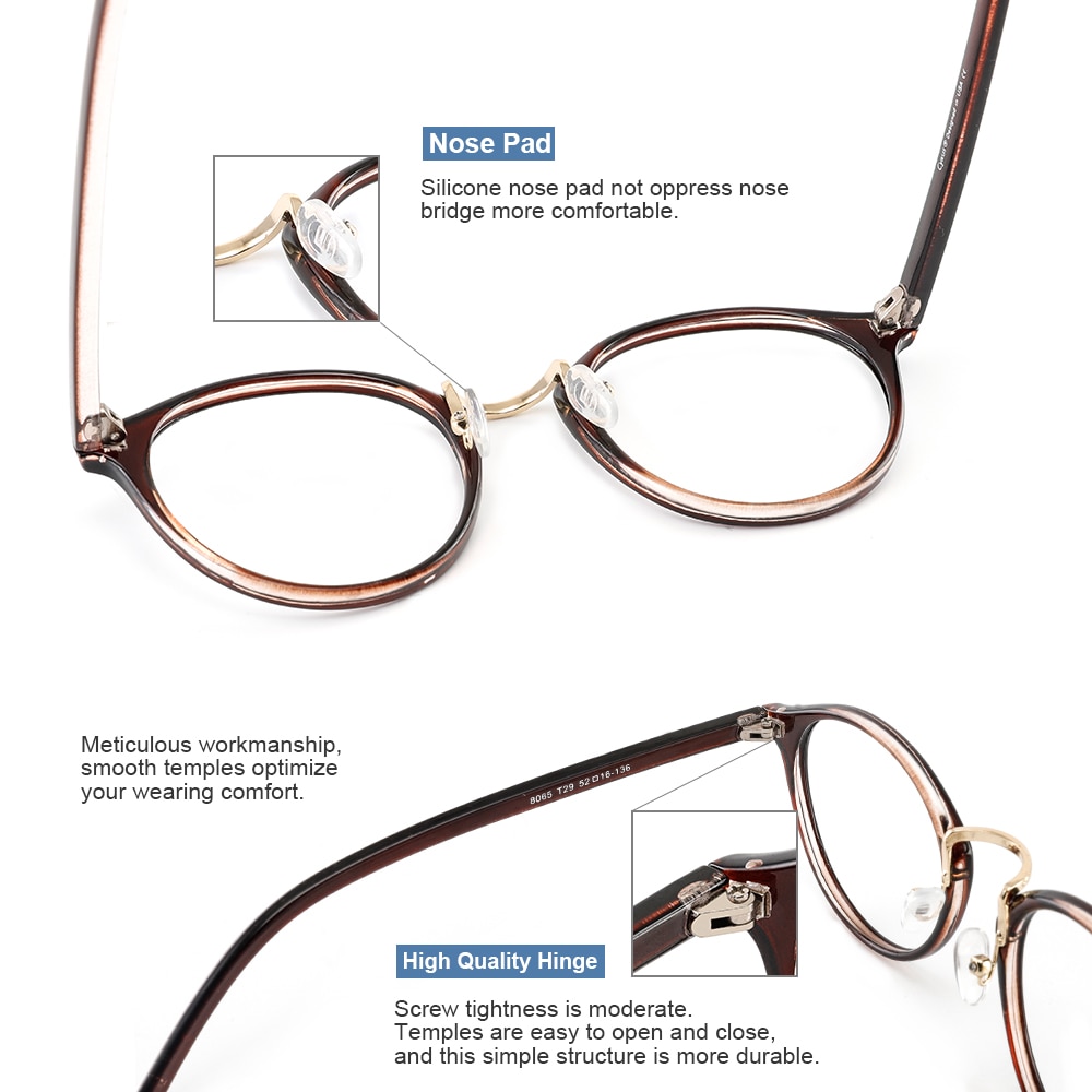 Cyxus, gafas de ordenador con bloqueo de luz azul para Anti UV y ojo, gafas coreanas con montura redonda, cristales transparentes para mujeres y hombres, gafas 8065