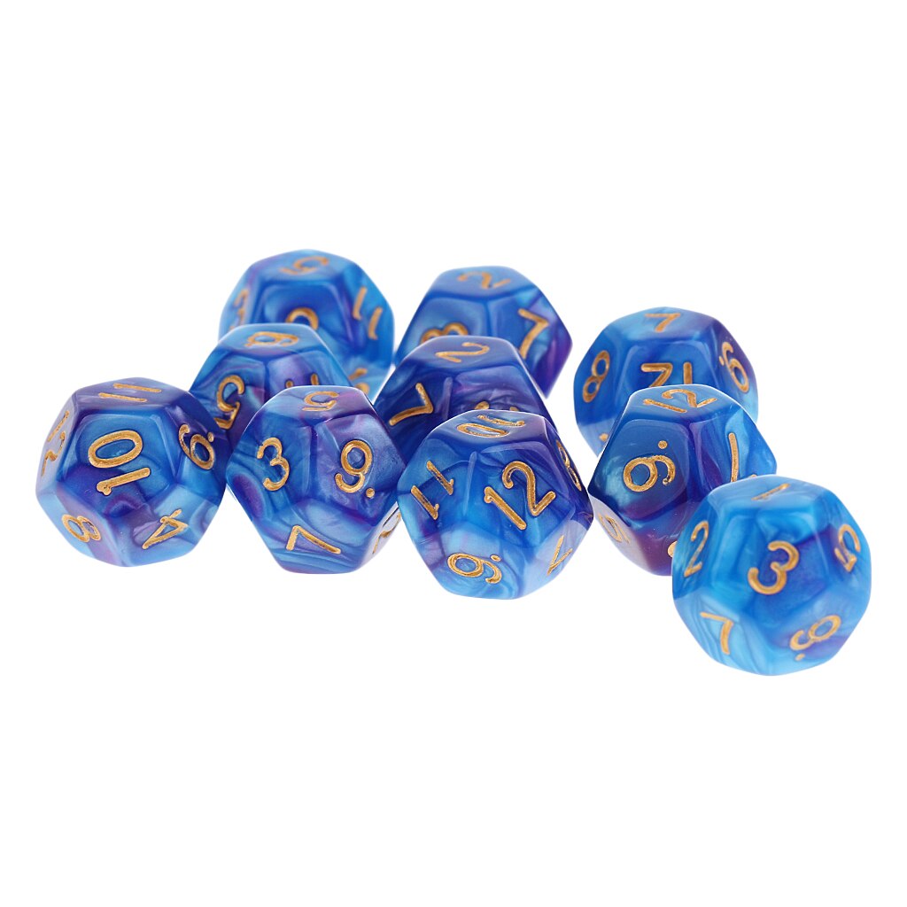 10 stück 12 Seitige Würfel D12 polyedrisch Würfel für Party Tisch Spiele Weiß Grau: Blau Violett