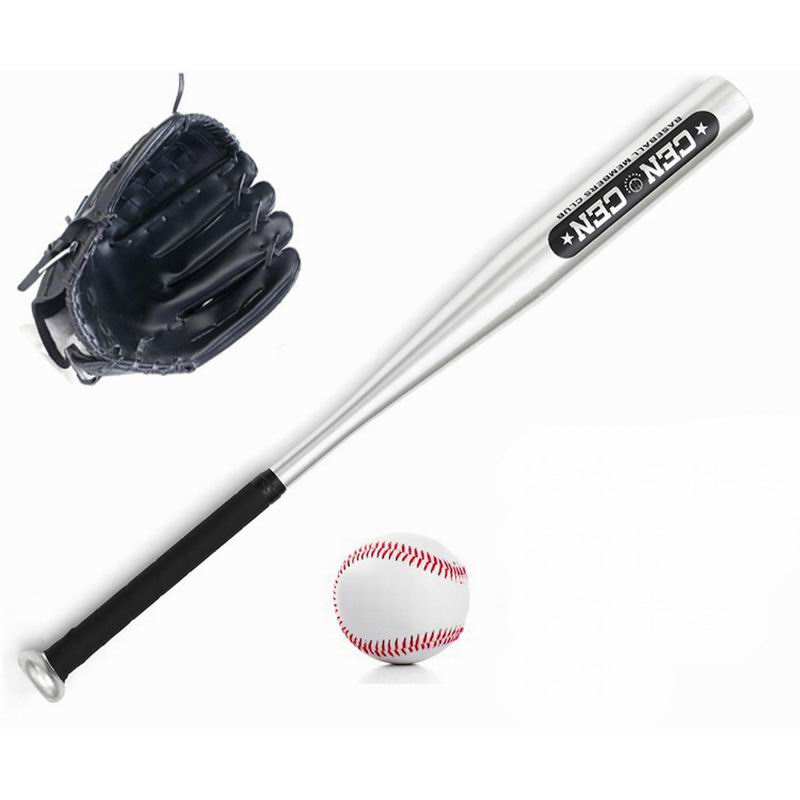 1 Set 3 stücke: 1pc Legierung Aluminium Baseball Bat 25 "63cm Lange, 1pc 10.5" Größe für Kinder PVC Handschuh und 1pc 9 "Standard Baseball 1 Tasche