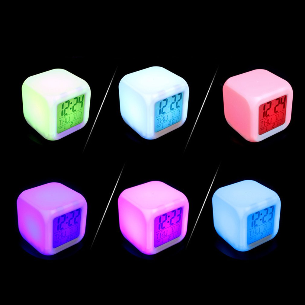 4-sided Unicorn Pattern And 7 Kinds Of LED Luminous Wake-up Bedside Clock Unicorn Room Decoration Children's Alarm Clock