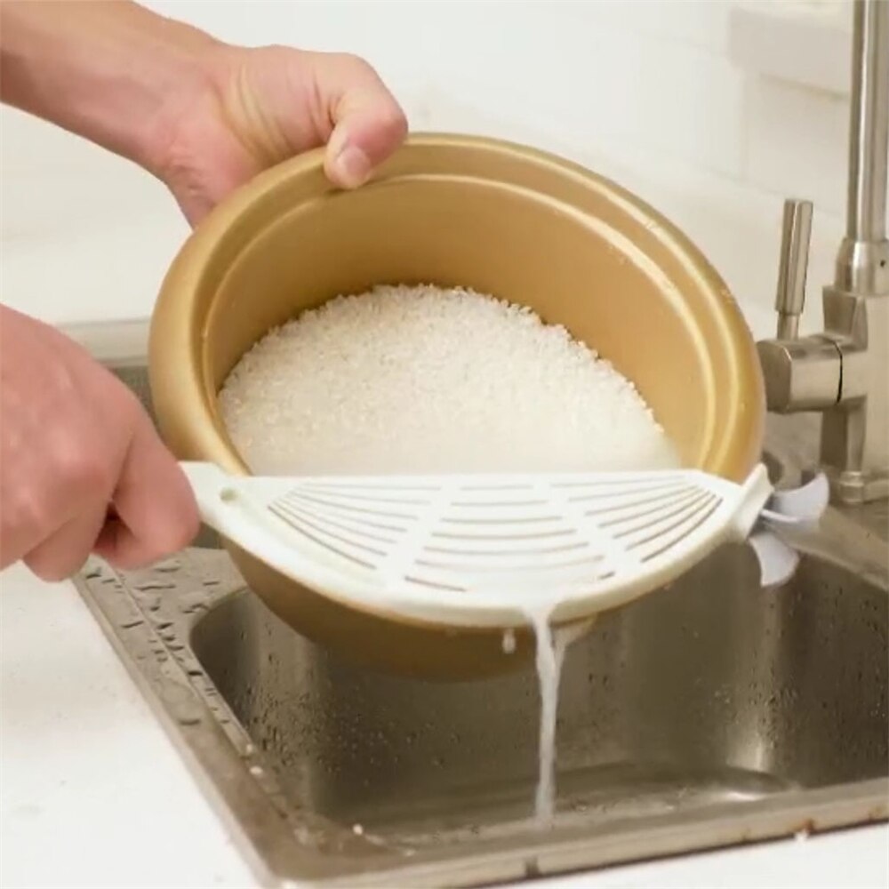 Kitchen Rice Drainer Washing Stirring Sieve Household Plastic Rice Washer Noodle Fruit Cleaner Multifunctional Colander Tools