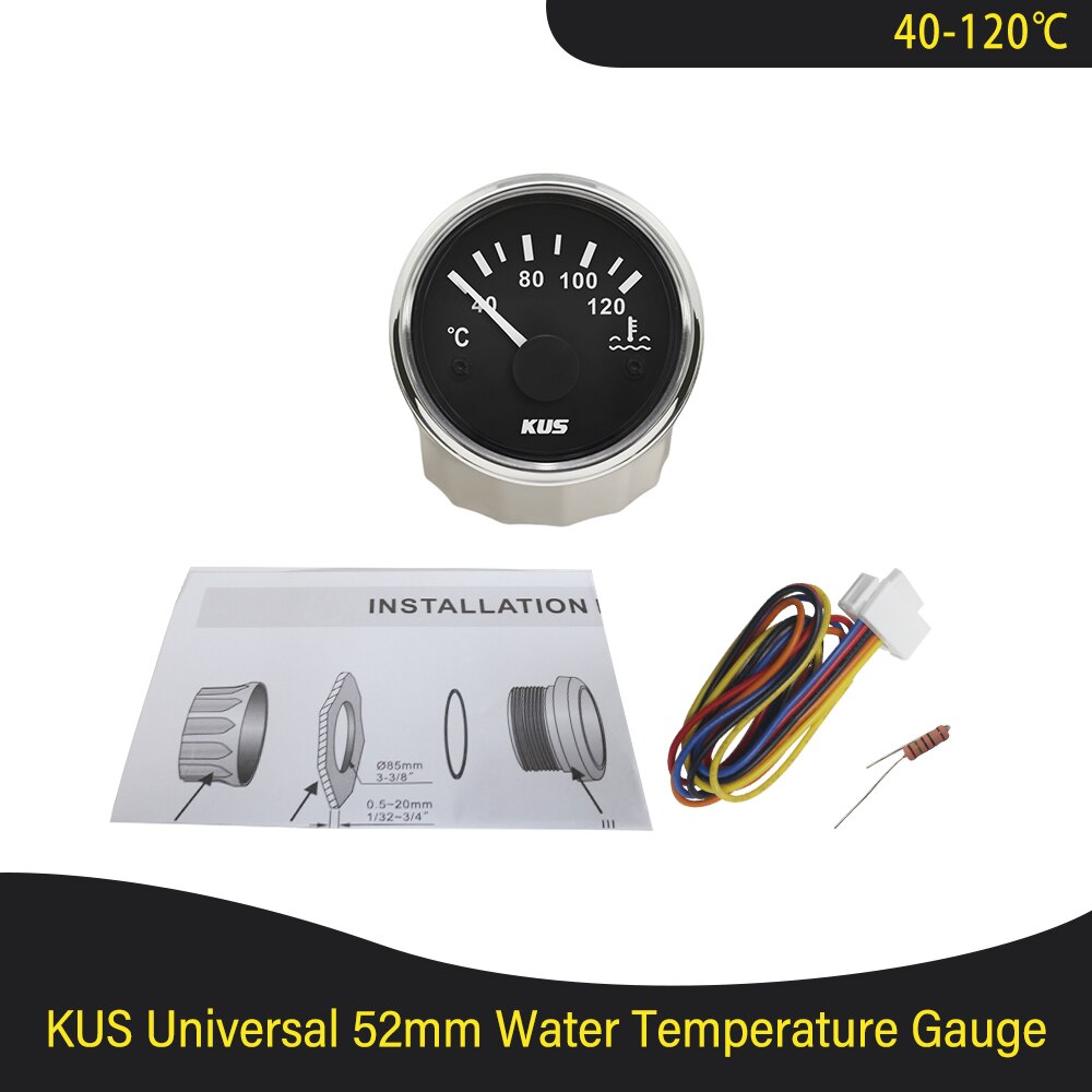 KUS 2&quot; Marine Engine Water Temperature Gauge 40-120℃ 25-120℃ Degree Boat RV Car Temp Meter Gauge with Yellow/Red Backlight: BS
