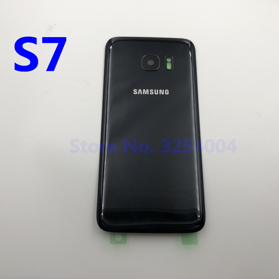 Para Samsung Galaxy S7 Edge G935 S7 G930 batería cubierta trasera carcasa de repuesto piezas de reparación + Marco de lente de cristal de la cámara del oído: S7  Black