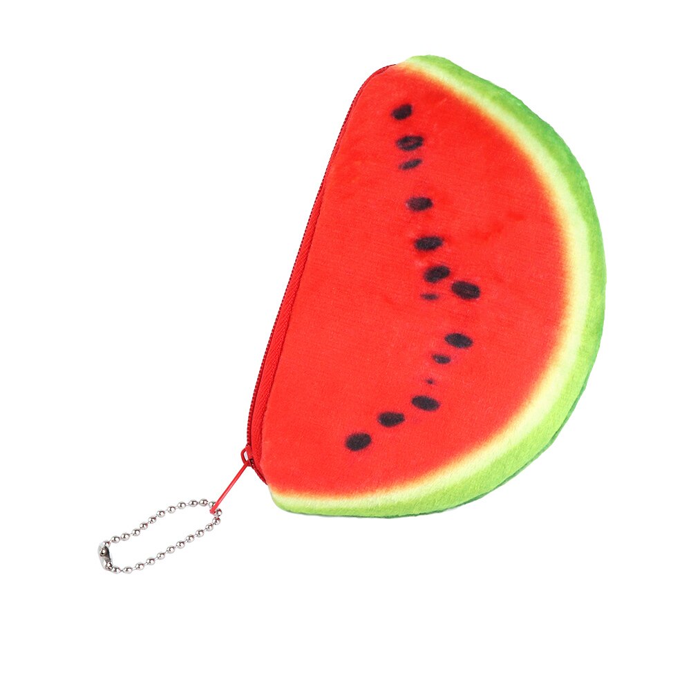 Sweet Colorful Fruit Shape Plush Wallet Coin Purse Watermelon Strawberry Orange Girls Key Case Handbag Card Holder Pouch: E