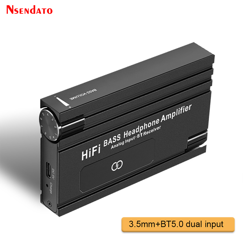 16-600Ω słuchawki basowe słuchawki Hifi wzmacniacz Audio z BT 5.0 3.5mm Aux do telefonu PC odtwarzacz muzyki AMP z regulacją głośności: Przezroczysty / 120V